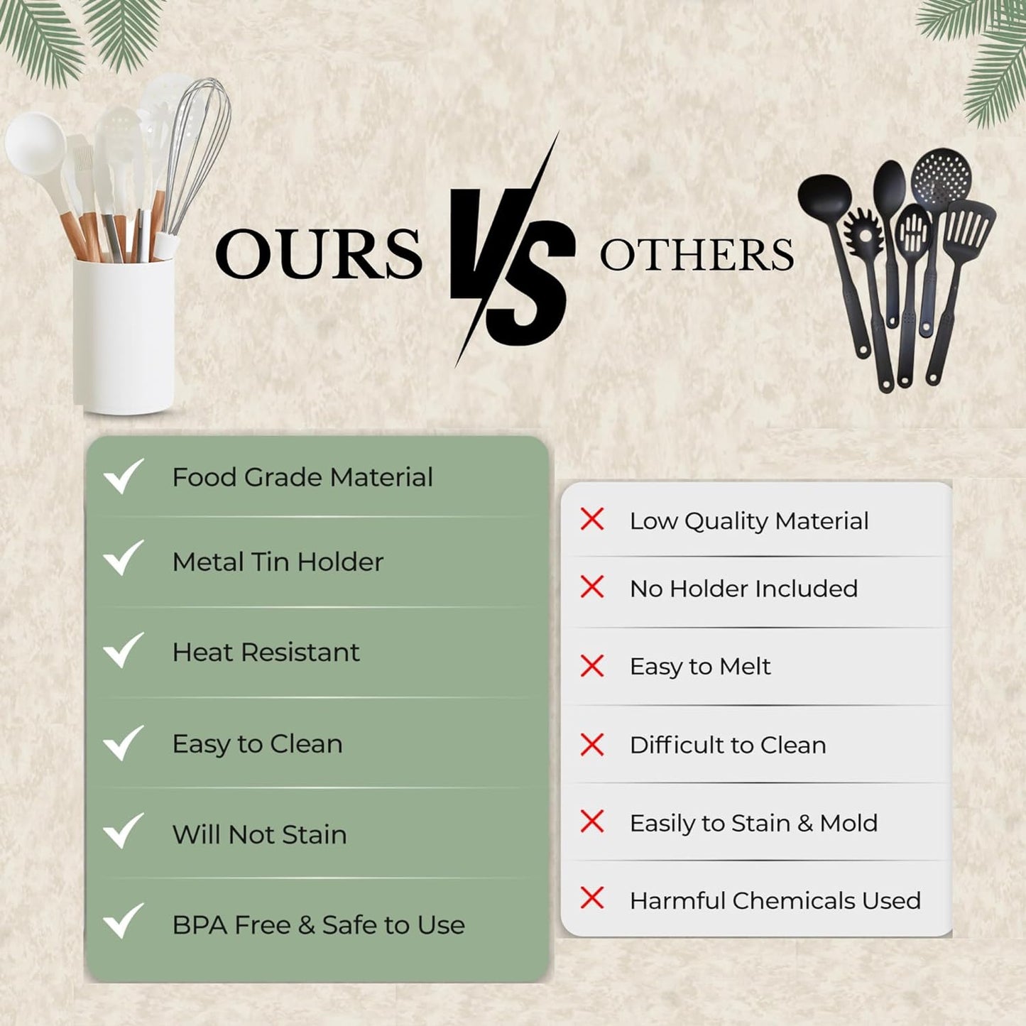 White Silicone Cooking Utensils Set Non Toxic - 11 Pcs Nonstick Kitchen Utensils Set with Holder - Heat-Resistant, BPA Free Spatula Set with Heat Resistant Wood Handles for Nonstick Cookware