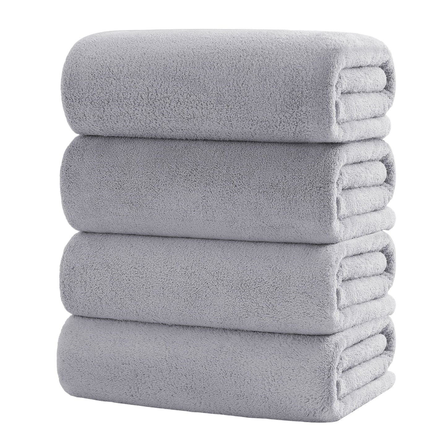 4 Pack Oversized Bath Sheet Towels 700 GSM Ultra Soft Light Gray Bath Towel Set