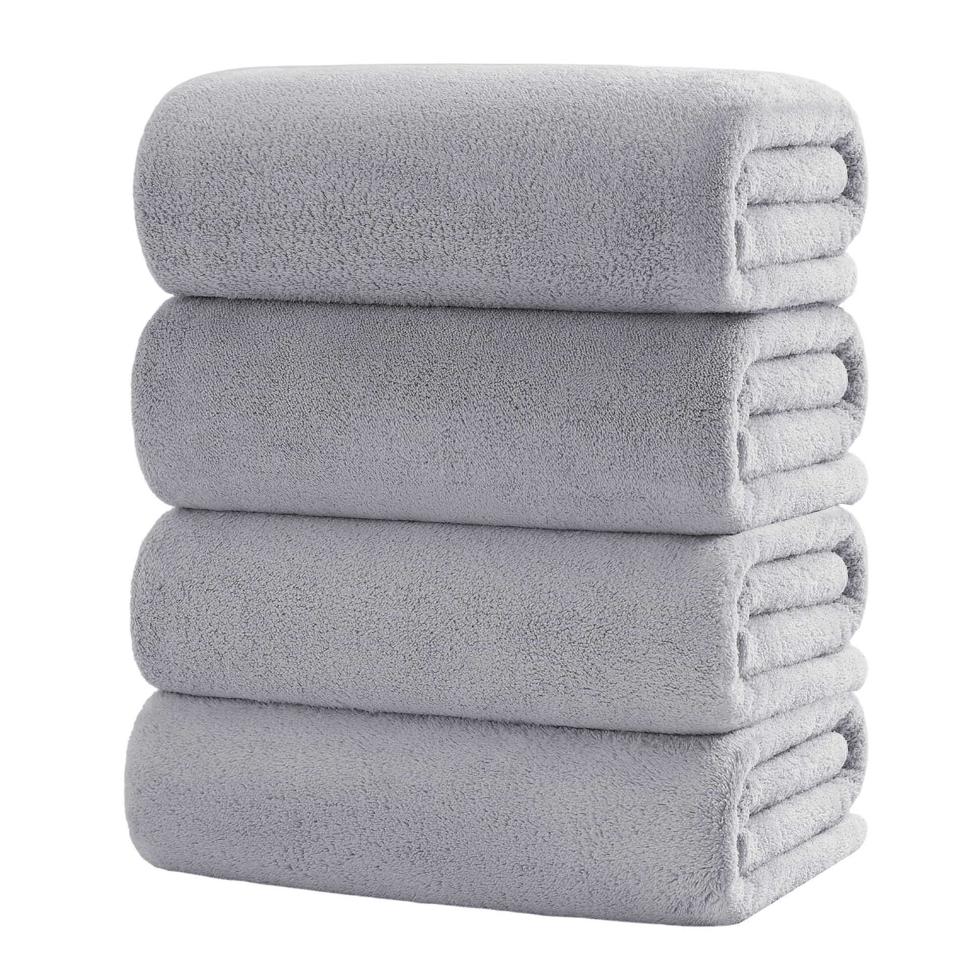 4 Pack Oversized Bath Sheet Towels 700 GSM Ultra Soft Light Gray Bath Towel Set