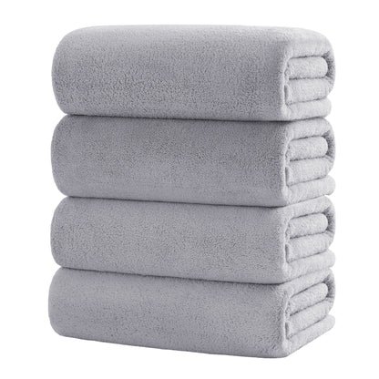 4 Pack Oversized Bath Sheet Towels 700 GSM Ultra Soft Light Gray Bath Towel Set