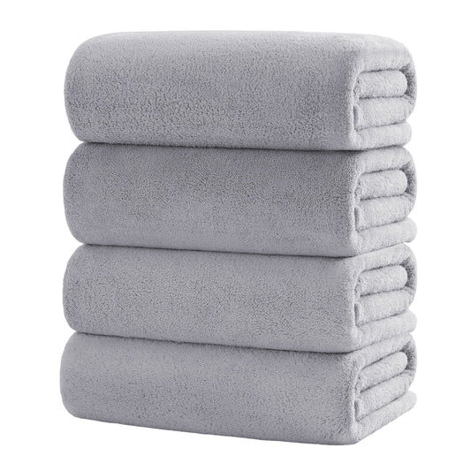 4 Pack Oversized Bath Sheet Towels 700 GSM Ultra Soft Light Gray Bath Towel Set